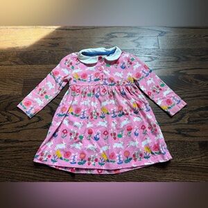 Baby Boden pink bunny jersey collared dress size 9-12 months